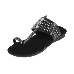 Metro Women Black Kolhapuri Comfort Sandal UK/7 EU/40 (44-67)