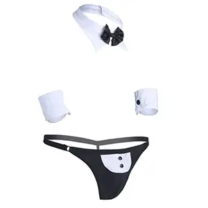 DRESS SEXY Free Size Black - White Costume Mens Lingerie - 07906-BK (XX-LARGE, BLACK)