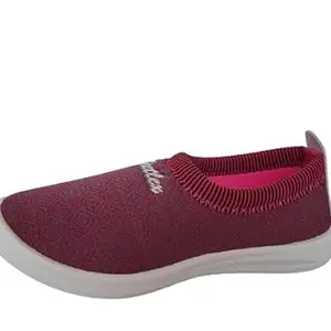 FEETLEX Women's Casual Loafer,Sneaker & Moccasins Shoes with Lightweight Extra Cushion Pull-On Casual Sneaker Shoes for Women's & Girl's | Karina-1 | Red | Size:-