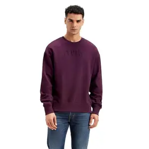 Levi's Men's Brand Logo Purple Crew Neck Sweatshirt