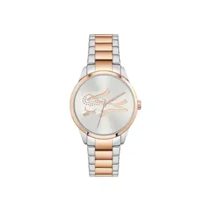 Lacoste Ladycroc Qtz Basic Silver White Round Dial Women's Watch|Stainless Steel & Ionic Plated Rose Gold Steel Material|Rose Gold Color Band - 2001445