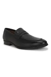 Louis Philippe Men Black Leather Slip Ons