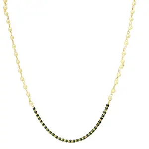 Shomor Fashion South Indian Mangalsutra For Women Girls Ladies Wife Traditional 1 One Gram Gold Stylish Maharashtrian Long Chain Wati Mangal sutra Pendant Tanmaniya Black golden Nallapusalu Chains