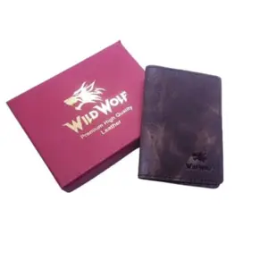 WILD WOLF WILD WOLF Leather Credit Card Holder Wallet for Men (Chocolate Brown)