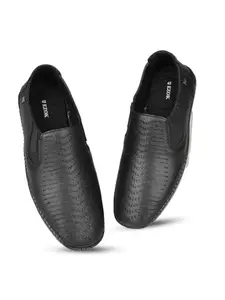 Ezok Black Leather Slip on Flexi Comfort Casual Shoes