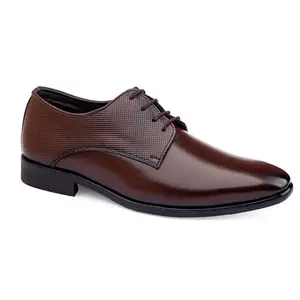 BXXY Men's Faux Leather Material Brown Formal Lace-Up Shoes - 9 UK