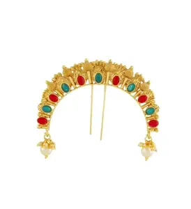 ANURADHA PLUS® Red-Green Colour South Indian Styled Wonderful Ambada Clip For Women