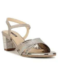 Bata Red Label Women's Ellie Block E 23 Festive Fashion Sandal (6611028_SILVER_3 UK)
