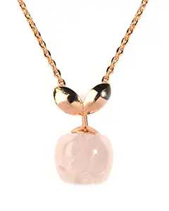 Gempro Valentine's Rose Quartz Apple Pendant Necklace for Women 8 Carat Pink Crystal Charm Elegant Jewelry Gift for Birthdays, Anniversaries & Special Occasions
