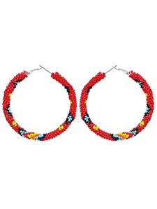 Crunchy Fashion Bollywood Western Designer Gold-Plated Multicolor Beaded Hoop Earrings for women/girls