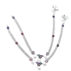 NISTECH Silver Anklet payal/Pajeb For matt finish look for women & girls in standard size.- 1 Pair