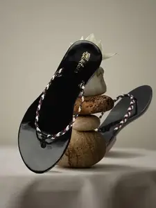 Picktoes PT-425 Women's Black Synthetic Leather Casual Flat Sandal