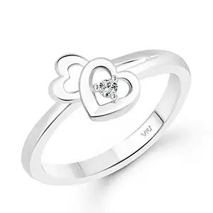 Vighnaharta valentine day gift valentineday gift for her gift for him gift for women gift for men Valentine Gift Twin Heart cz Rhodium Plated Alloy Ring for Women and Girls-[VFJ1419FRR7]