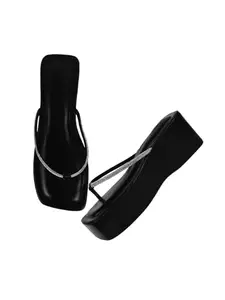 Selfiee Platform Fashion Stylish Casual Wedges Heel Attractive Design Fancy Sandal Comfortable Sole For Women & Girls