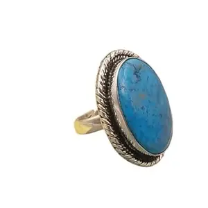 Natural Turquoise Ring Adjustable Jewelry December Birthstone Gift For Women