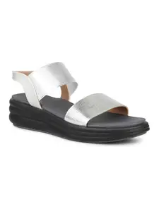 Inc.5 Womens Silver Party Wear Solid Wedge Heel Sandals