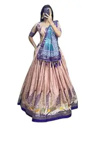 Women's Trending Pure Dolla silk Lehenga Choli Print with Foil Work With Unstitched Blouse Patola Print Adorned with Foil Work For Any Occasion