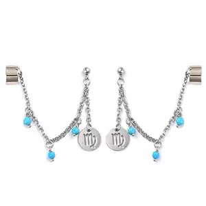 Via Mazzini Chains Medley With Circular Charm Ear Cuff Earrings For Women And Girls (ER2319) 1 Pair