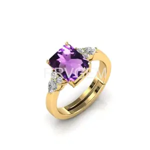 APSSTONE 11.25 Ratti / 11.50 Carat amethyst ring gold plated Handcrafted Finger Ring With Beautifull Stone Men & Women Jewellery Collectible