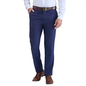 Raymond Men Contemporary Fit Structure Pattern Terry Rayon Blend Pleatless Formal Trouser