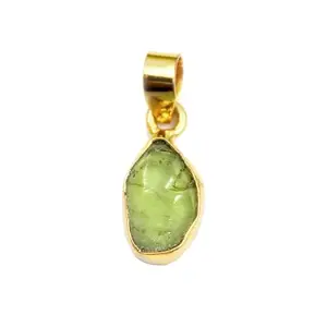 KHN Fashion Natural Raw Peridot Birthstone Fancy Shape Yellow Gold Plated Pendants Gifts For Her