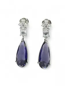 Elegant Drop Earrings with Purple Teardrop Gemstones