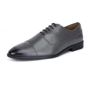 LOUIS STITCH Derby Formal Shoes for Men | Lace-Up Cap Toe | Ideal for Business, Casual, Parties | Solid Design in Ash Grey | UK Size 12 (LSRGCT)