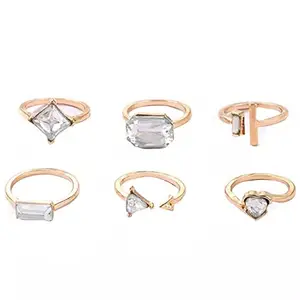 Jewels Galaxy Jewellery For Women Gold Plated Stone Studded Contemporary Stackable Rings Set of 6 (JG-PC-RNGU-2734)