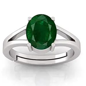 SIDHARTH GEMS 11.25 Ratti 10.00 Carat Certified Natural Emerald Panna Panchdhatu Adjustable Rashi Ratan Silver Plating Ring for Astrological Purpose Men & Women