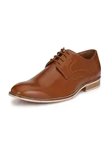 HiREL'S Men's Tan Cap Toe Derby Formal Shoes