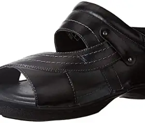 Amazon Brand - Symbol Mens Leather Slide Sandal (SY-AW21-HMP-006_Black_6)