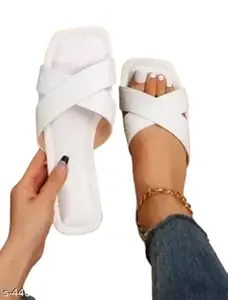 Women's Cross Strap Flat Sandals, Slip-On Style, Casual Footwear