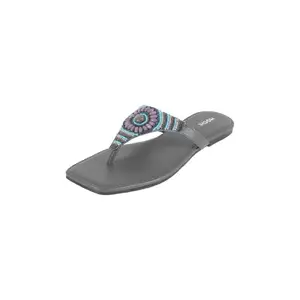 Mochi Women Grey Flat Slip-on Ethnicwear UK/4 EU/37 (32-1051)