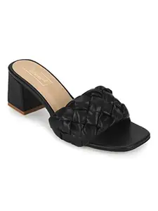 TRUFFLE COLLECTION Women's SLC-R-151 Black PU Fashion Sandals - UK 3