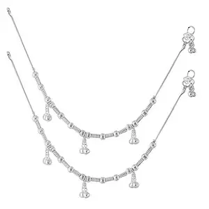 Heer Collection Traditional Jewellery For All Occassions Anklets Payal Pair for Women/Girls Alloy Anklet - Bzr_Payal 116 Pipe Goli Latkan (1-Pair)