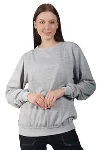 Amazon Brand - Nora Nico Womens Cotton Fleece Oversized Crew Neck Baggy Sweatshirt-Grey Melange, L