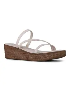 Inc.5 Womens Cream Party Wear Solid Pattern Round Toe Wedge Heels