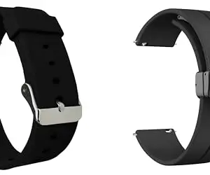 ACM Pack of 2 Watch Strap Silicone & Magnetic Clasp Belt 22mm compatible with Lg G Watch W100 Smartwatch Casual Classic with Sports Hook Band (Black)