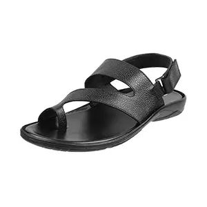 Mochi Men's Black Faux Leather Stylish Sandals UK/10 EU/44 (18-1485)