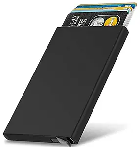 FOKRIM Metal Credit Card Holder Contactless Aluminum Wallet for Men and Women | RFID Blocking - Slim, Secure, and Stylish Pocket Sized Card Organizer with Scratch Resistant Design, Black