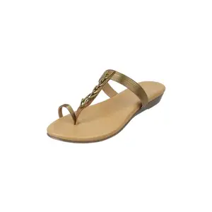 Metro Women Antique Gold faux Leather Slip-on Comfort Fashion Sandal UK/5 EU/38 (32-283)