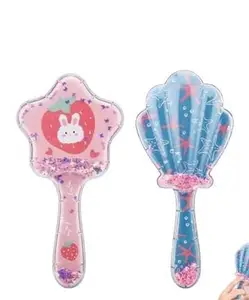 2Pcs Girls Hair Brush - Cute Detangler Brush - Wet comb No Pain Soft Kids for All Hair Types Hair Curly Through Tangles Boys and girls Hair BrushRabbit & Shell
