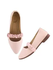 Shoetopia Pointed Toe Coco Printed Pink Bellies for Women & Girls /EU41