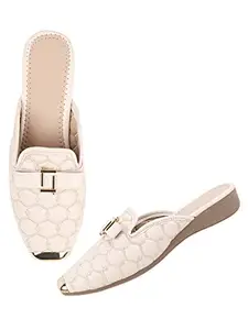 TRYME Style Fancy Trending and Comfort Flat Bellies Sandal Ballerinas for Women and Girls Cream