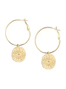 Fabula by OOMPH Jewellery Evil Eye Gold Tone Fashion Hoop Drop Earrings For Women & Girls Stylish Latest