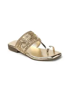 Iconics Women Sandal,Gold,UK-3