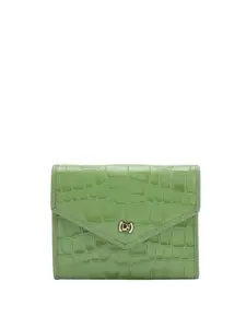 Da Milano Genuine Leather Green Flap Wallet Women Wallet (10055OL)