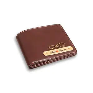Innovative Gifts Men's Customized Wallet I Slim Stylish Leather Personalized Purse with Name & Charm I Unique Birthday Anniversary Gift for Men Boy Husband Employees Client I Set of 1 - Brown