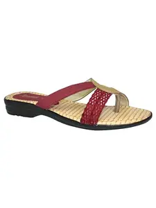 Ajanta Women's Beige Fabric & Lycra Sandal - 6 UK