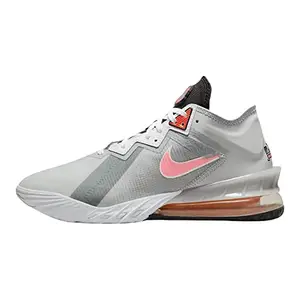 Nike Unisex Adult Lebron XVIII Low LT Smoke Grey/Sunset Pulse-Black-White Casual Shoes (CV7562-005), 6 UK